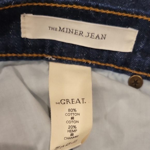 NWT THE GREAT Miner Jeans 27 Cotton Hemp Relaxed Fit - Picture 6 of 7